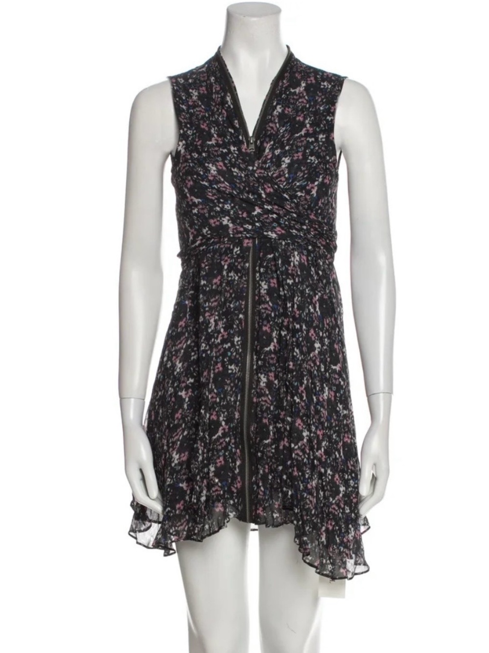 AllSaints Kalina Sketch Dress Floral Maxi Dress in Black & Pink